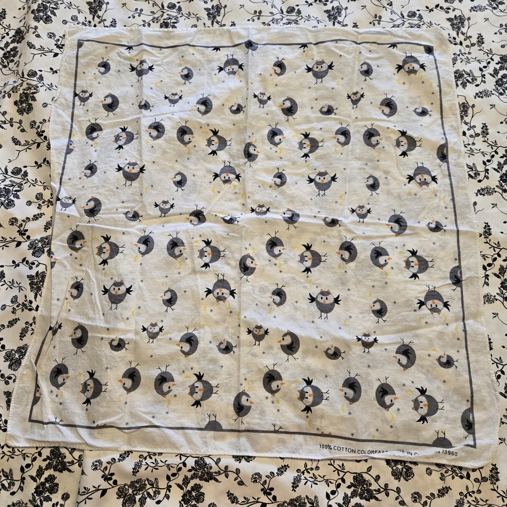Charming Owl Print Cotton Bandana - Picture 2 of 3